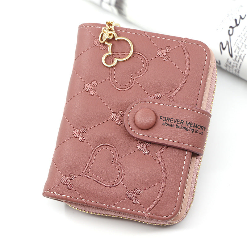 Women's Personalized Short Zipper Hasp Clutch Love Coin Purses