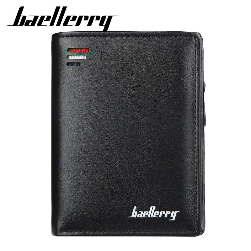Men's Short Snap Button Vertical Fashion Zipper Men's Wallets