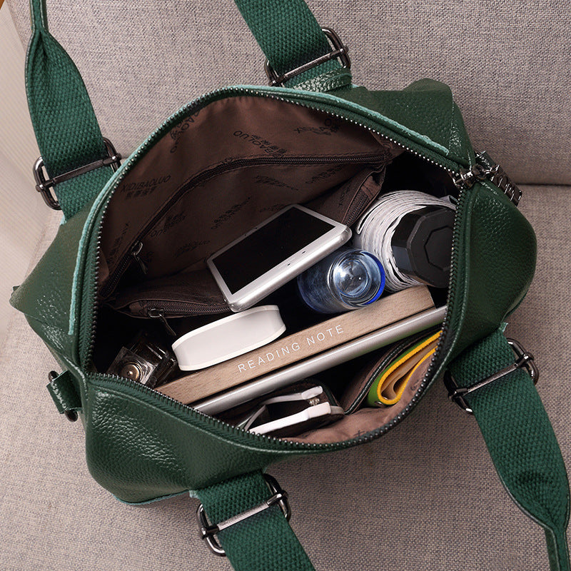 Women's Paul Ge Clamshell Leather Portable Pillow Boston Large Handbags