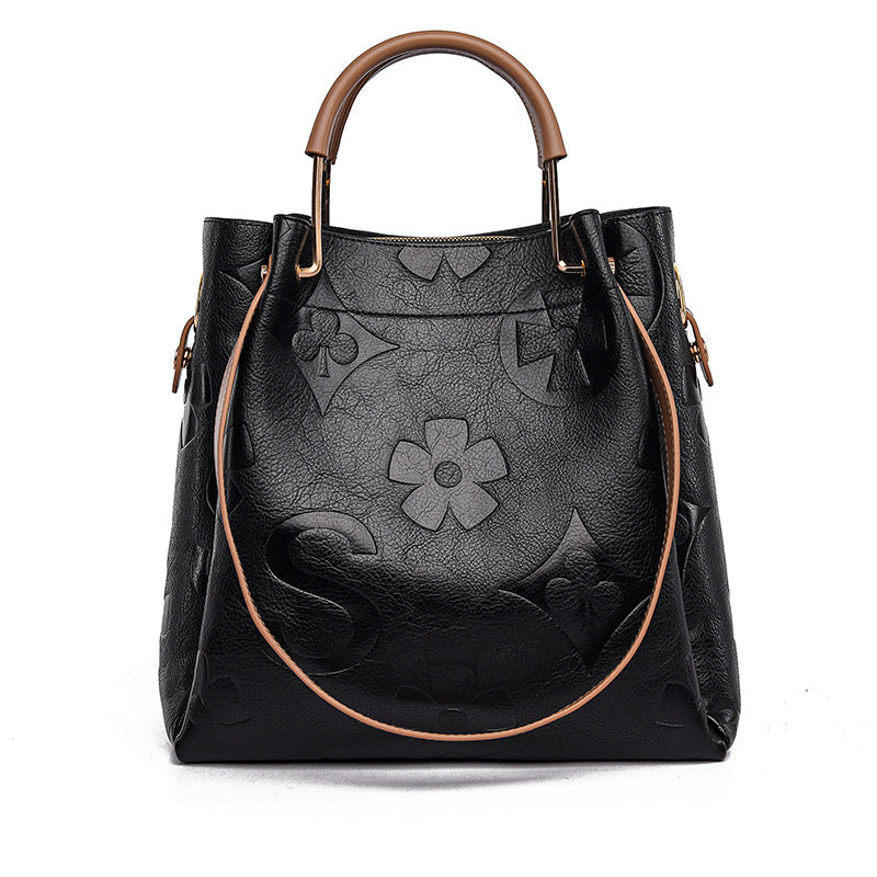Women's Stylish Good Texture Embossed Retro Large Handbags