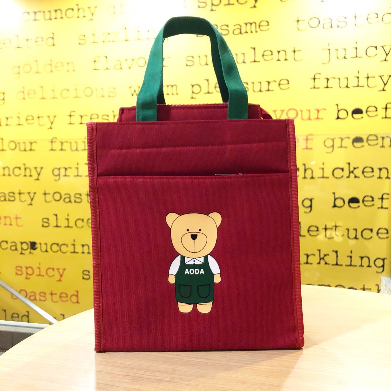 Canvas Cute Cartoon Bear Zipper Tuition Mummy Lunch Handbags
