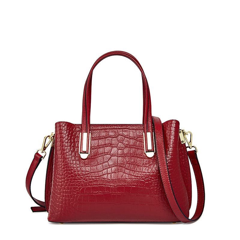 Women's Crocodile Pattern Top Layer Fashionable Temperament Handbags