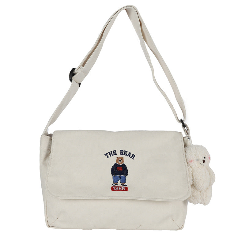 Women's Style Vintage Cute Cartoon Embroidery Bear Crossbody Bags