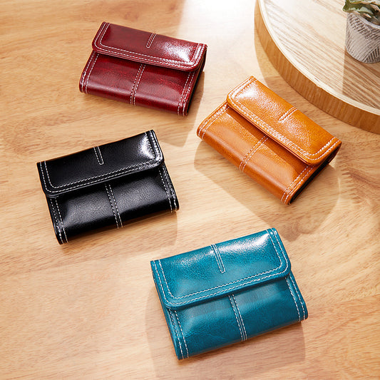 Women's Retro Oil Wax Skin Multiple Slots Ladies Wallets