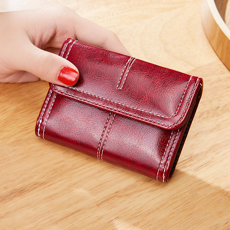Women's Retro Oil Wax Skin Multiple Slots Ladies Wallets