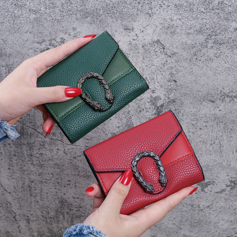Unique Women's Short Leather Stitching Clutch Ladies Wallets