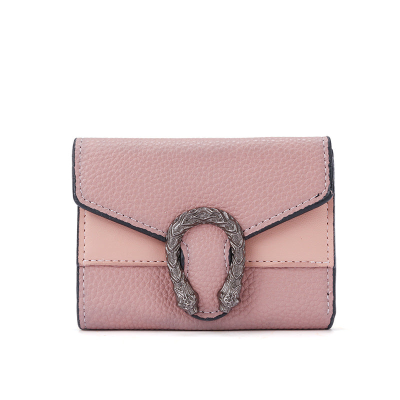 Unique Women's Short Leather Stitching Clutch Ladies Wallets