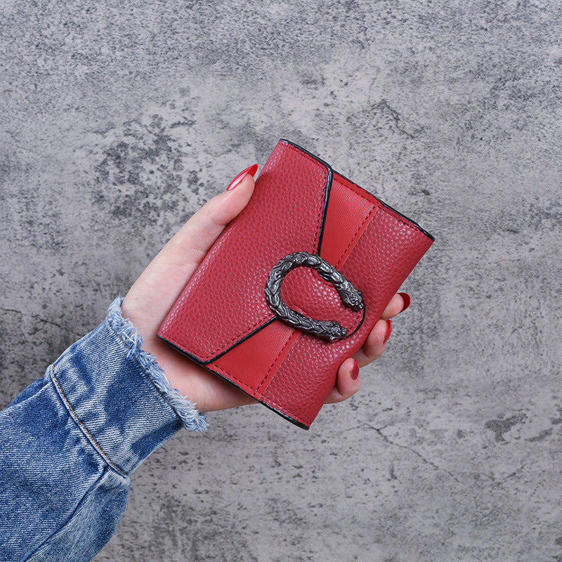 Unique Women's Short Leather Stitching Clutch Ladies Wallets
