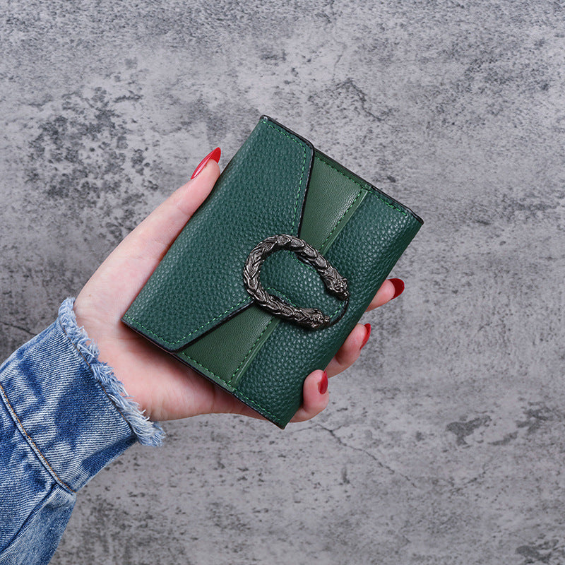 Unique Women's Short Leather Stitching Clutch Ladies Wallets
