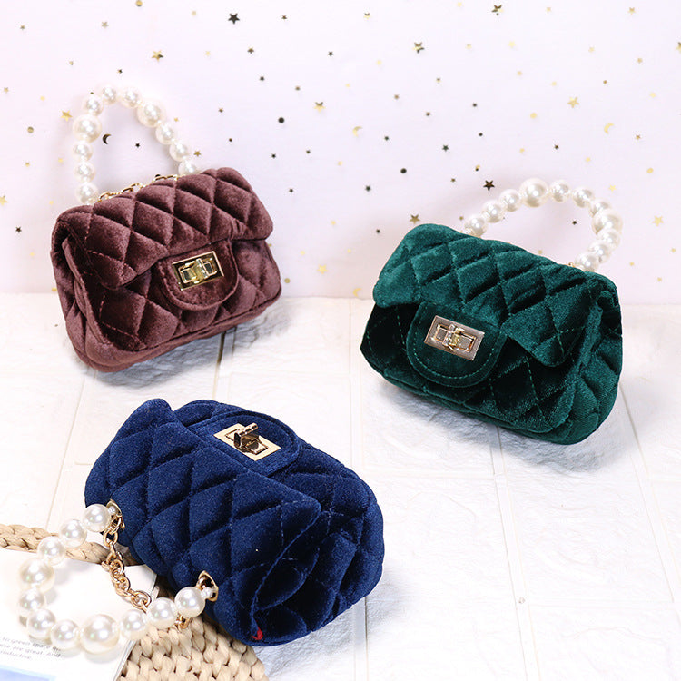 Women's Gold Veet Mini Fashion Pearl Women's Messenger Bag