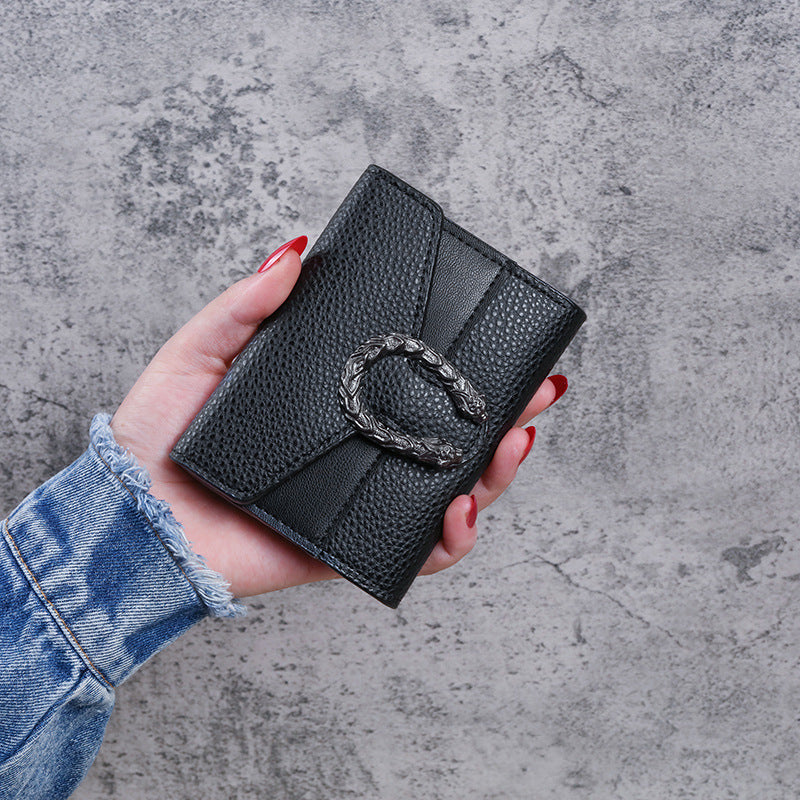 Unique Women's Short Leather Stitching Clutch Ladies Wallets