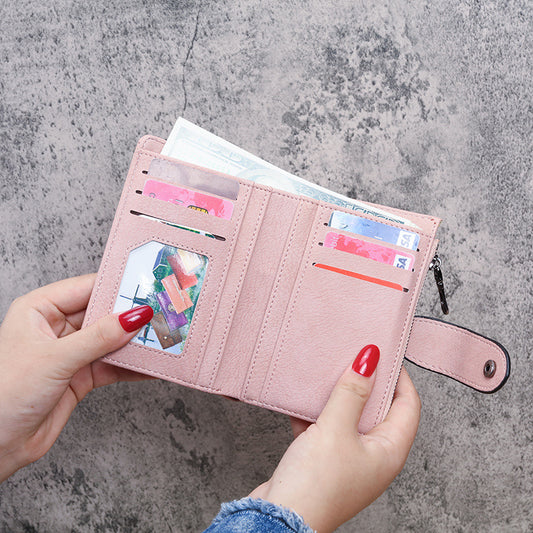 Stylish Women's Short Retro Frosted Rivet Buckle