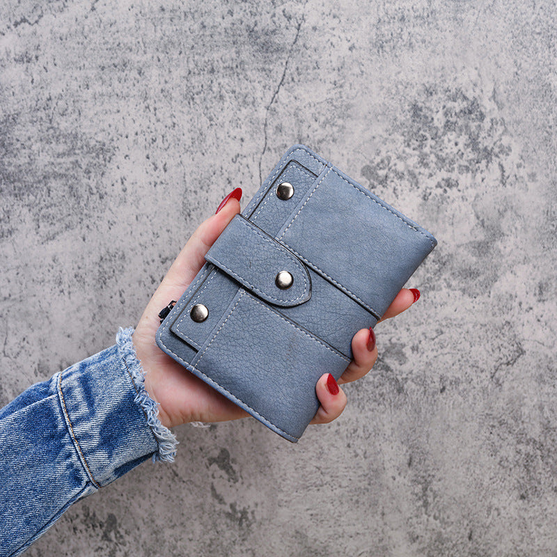 Stylish Women's Short Retro Frosted Rivet Buckle