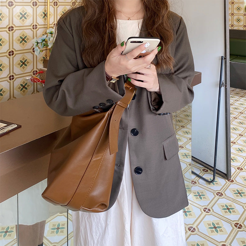 Women's Korean Style Large Capacity Soft Collapse Shoulder Bags