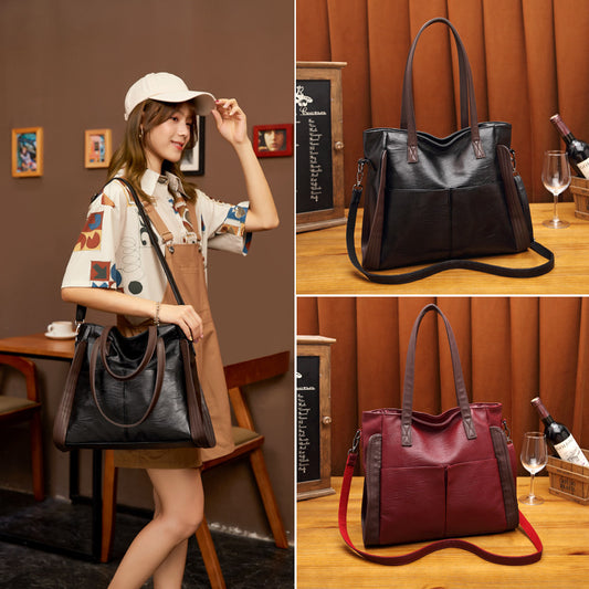 Women's Capacity Soft Leather Textured Big Trendy Shoulder Bags