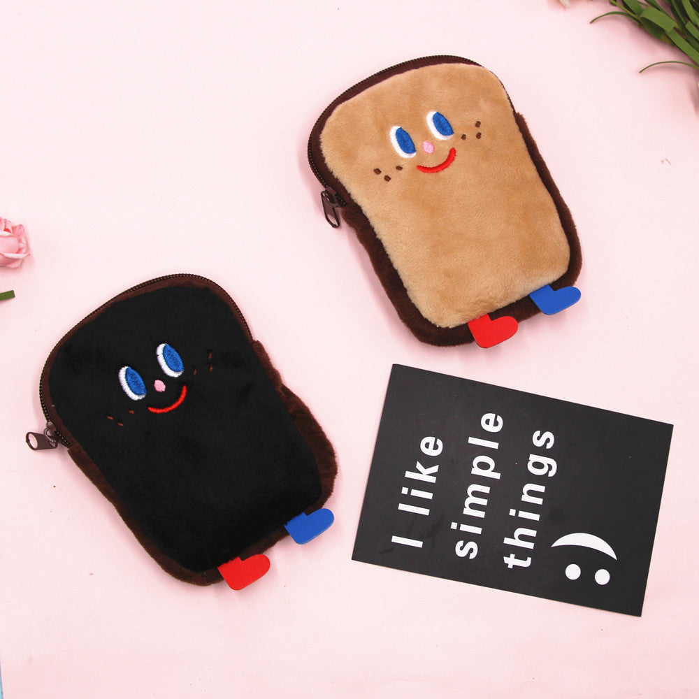 Toast Heart Storage Plush Lovely Soft Coin Purses