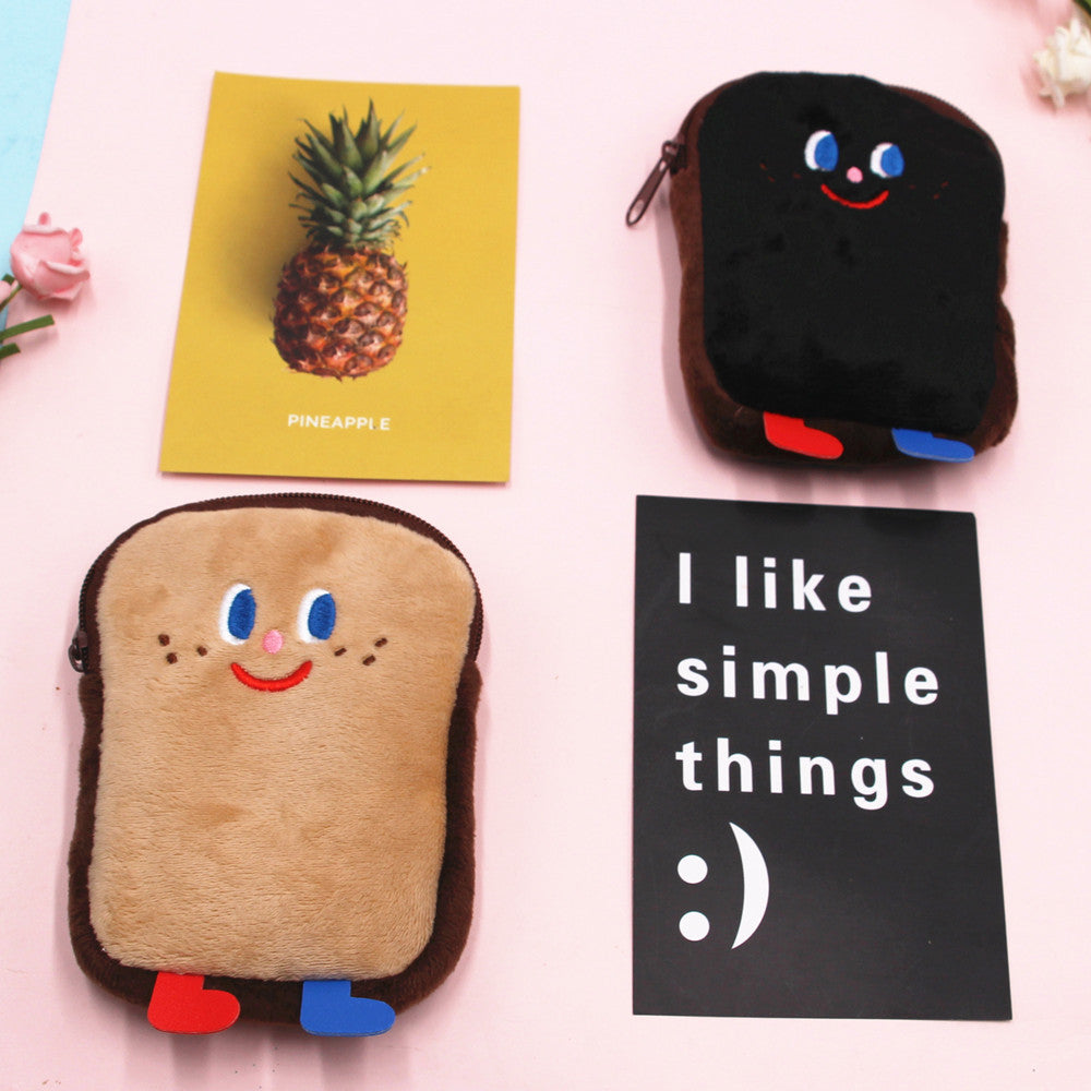 Toast Heart Storage Plush Lovely Soft Coin Purses