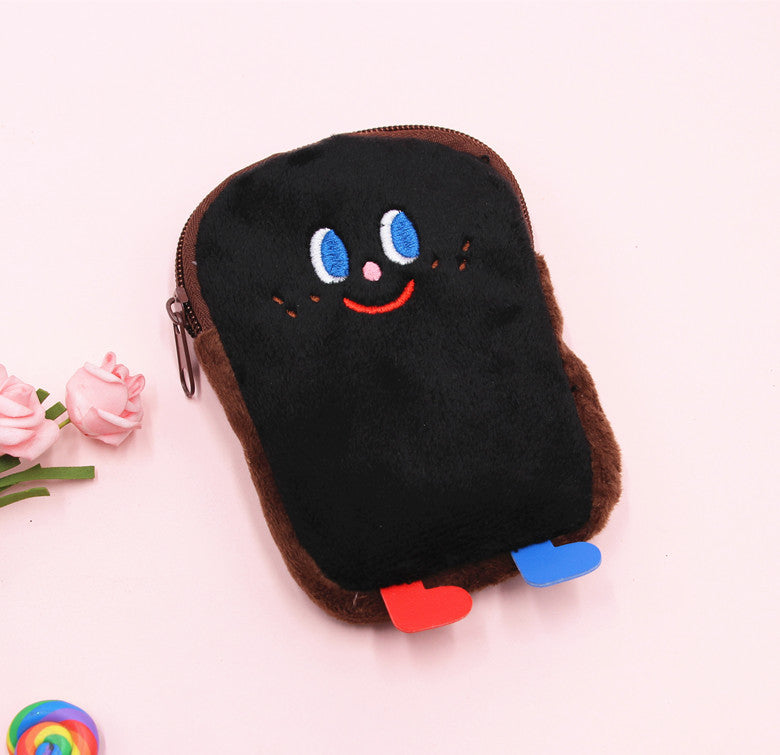 Toast Heart Storage Plush Lovely Soft Coin Purses