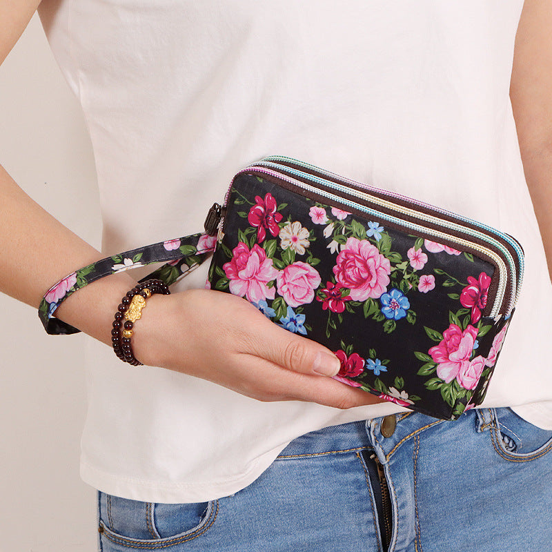 Women's Long Mobile Clutch Fabric Hand Coin Purses