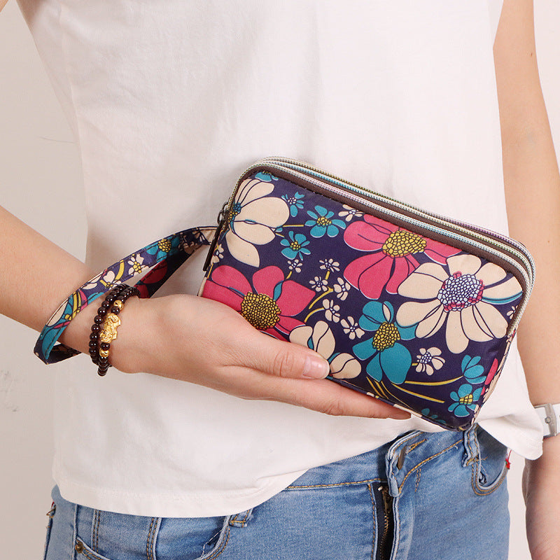 Women's Long Mobile Clutch Fabric Hand Coin Purses