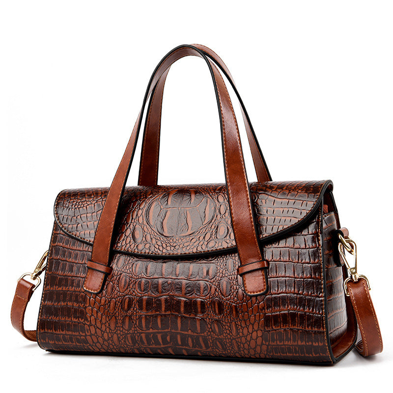 Women's Fashion Alligator Print Boston Pillow Trendy Handbags
