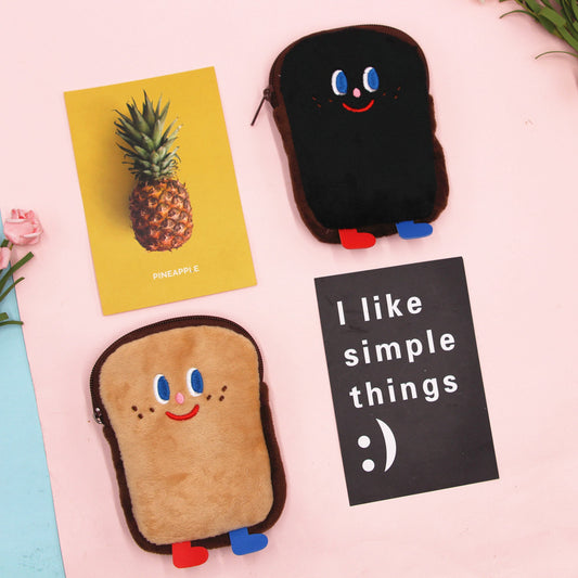 Toast Heart Storage Plush Lovely Soft Coin Purses