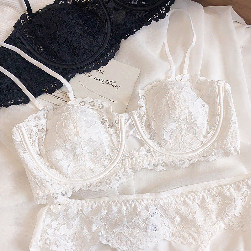 Lace Half Cup Thin Gathered Shaping Lingerie Sets