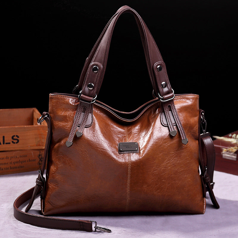 Women's Retro Fashion Soft Leather Large Capacity Handbags