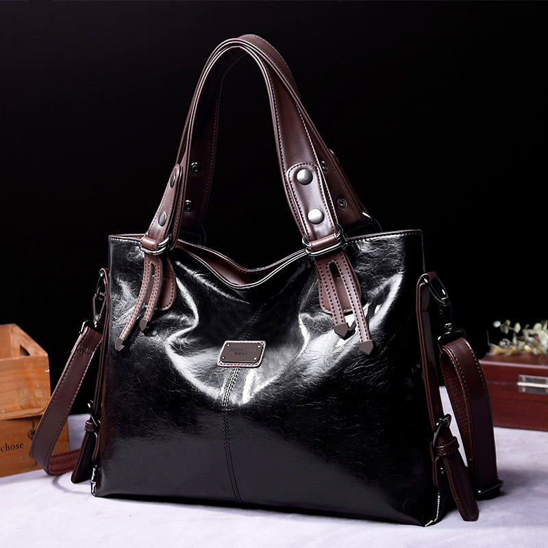 Women's Retro Fashion Soft Leather Large Capacity Handbags