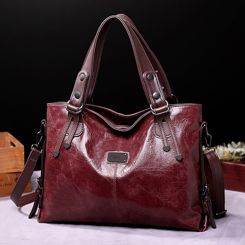 Women's Retro Fashion Soft Leather Large Capacity Handbags