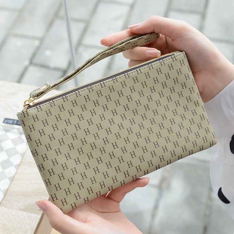 Women's Korean Long Zipper Retro Fashion Large Handbags