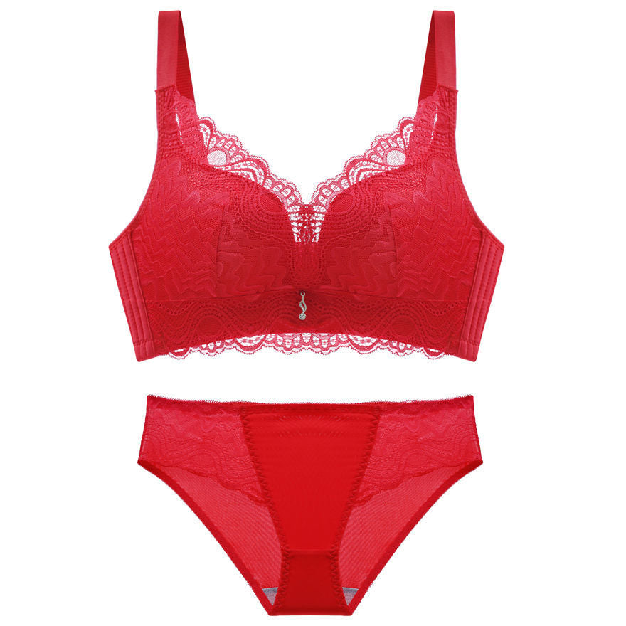 Women's Small Chest Push Up Wireless Adjustable Breast Holding Lingerie Sets