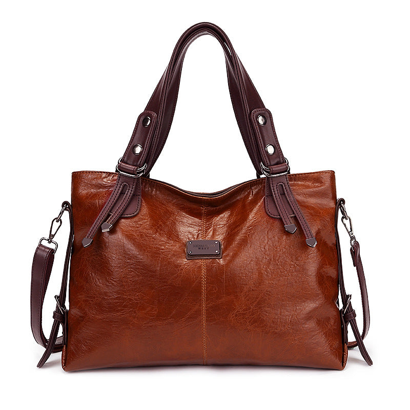 Women's Retro Fashion Soft Leather Large Capacity Handbags