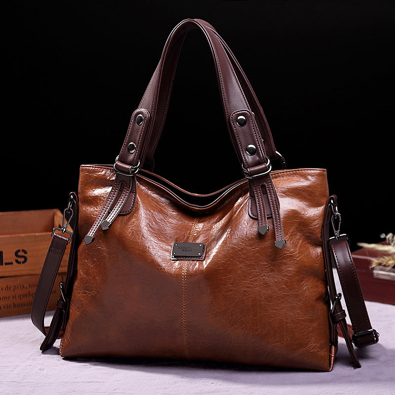 Women's Retro Fashion Soft Leather Large Capacity Handbags