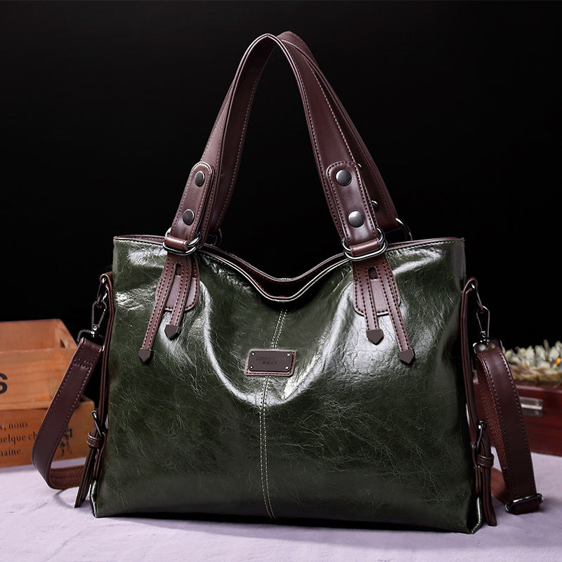 Women's Retro Fashion Soft Leather Large Capacity Handbags