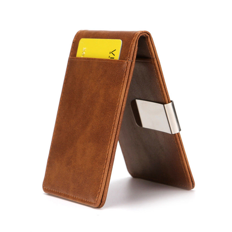 Men's Leather Creative Flip Beauty Clip Short Card Holder