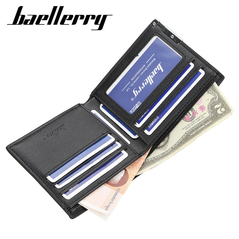 Men's Short Thin Iron Edge Korean Fashion Green Horizontal Card Holder