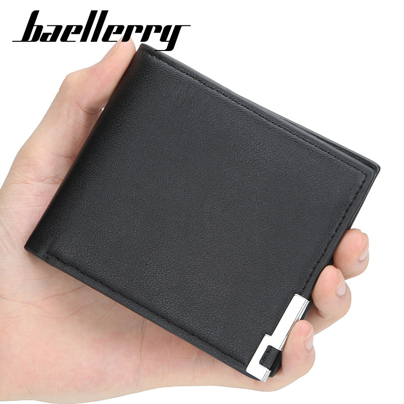 Men's Short Thin Iron Edge Korean Fashion Green Horizontal Card Holder