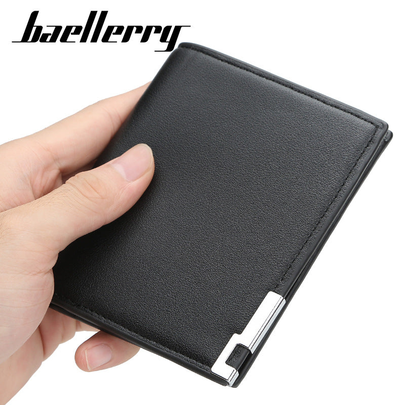 Men's Short Thin Iron Edge Korean Fashion Green Horizontal Card Holder