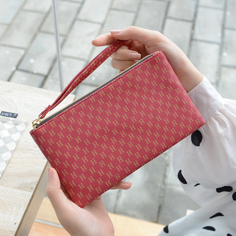 Women's Korean Long Zipper Retro Fashion Large Handbags