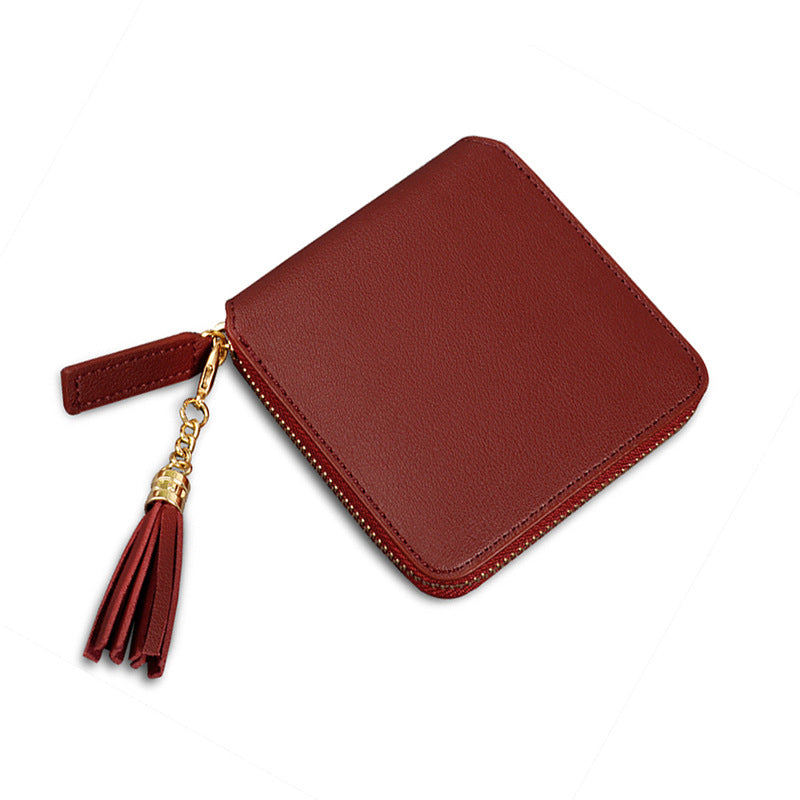 Women's Simple Zipper Korean Style Fashion Tassel Ladies Wallet
