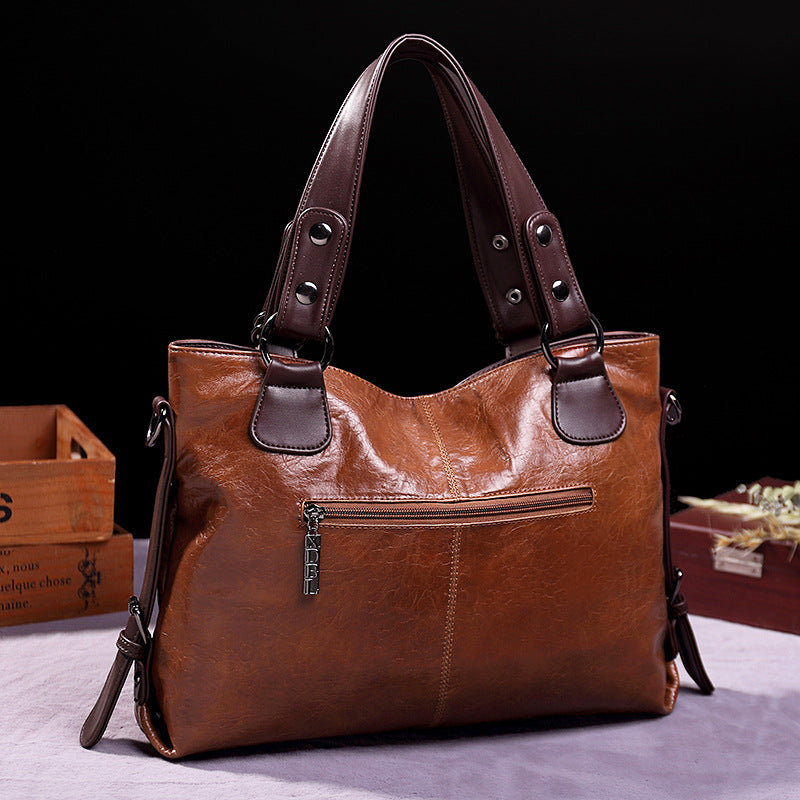 Women's Retro Fashion Soft Leather Large Capacity Handbags