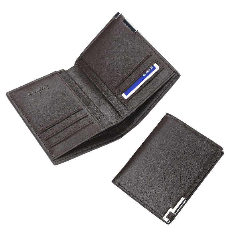 Men's Short Thin Iron Edge Korean Fashion Green Horizontal Card Holder