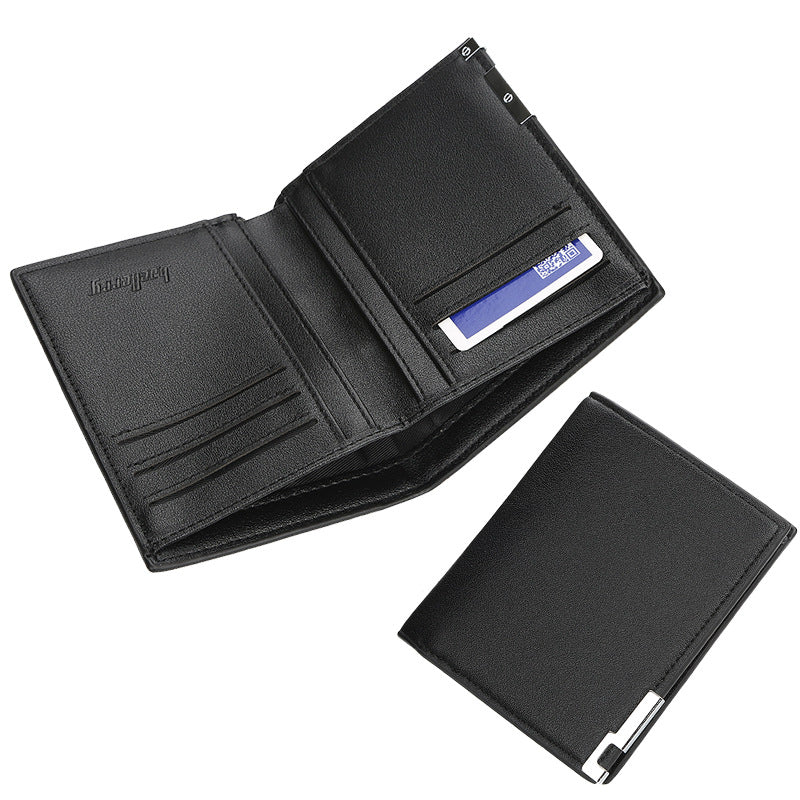 Men's Short Thin Iron Edge Korean Fashion Green Horizontal Card Holder