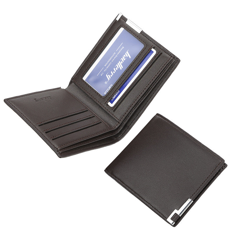 Men's Short Thin Iron Edge Korean Fashion Green Horizontal Card Holder