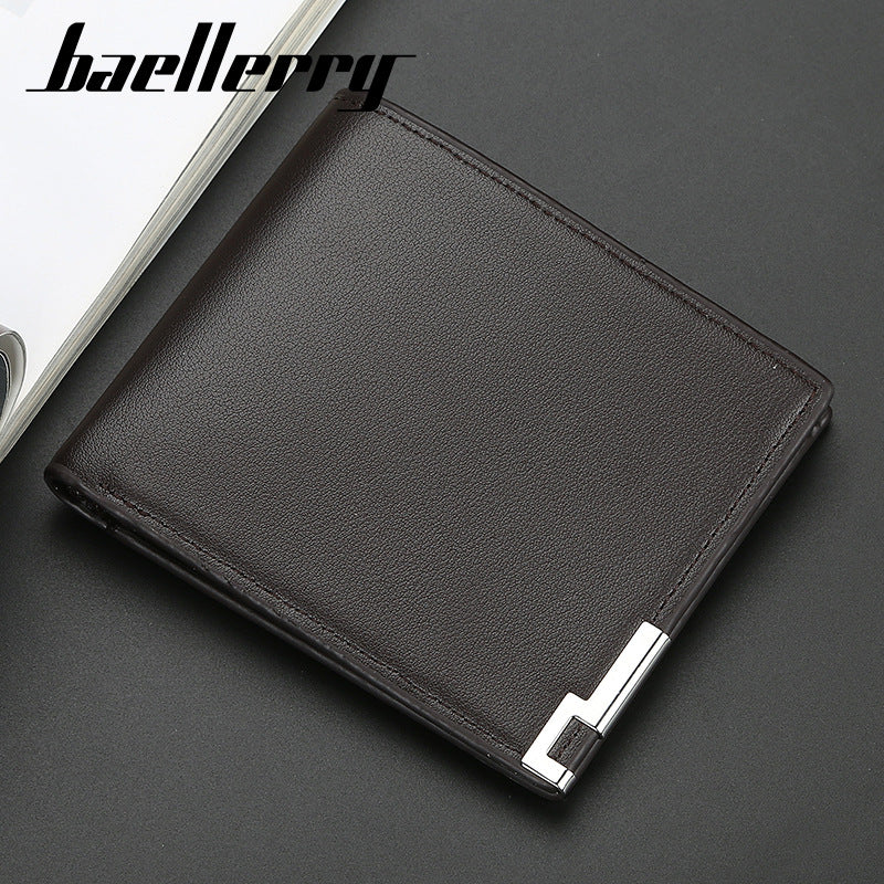 Men's Short Thin Iron Edge Korean Fashion Green Horizontal Card Holder