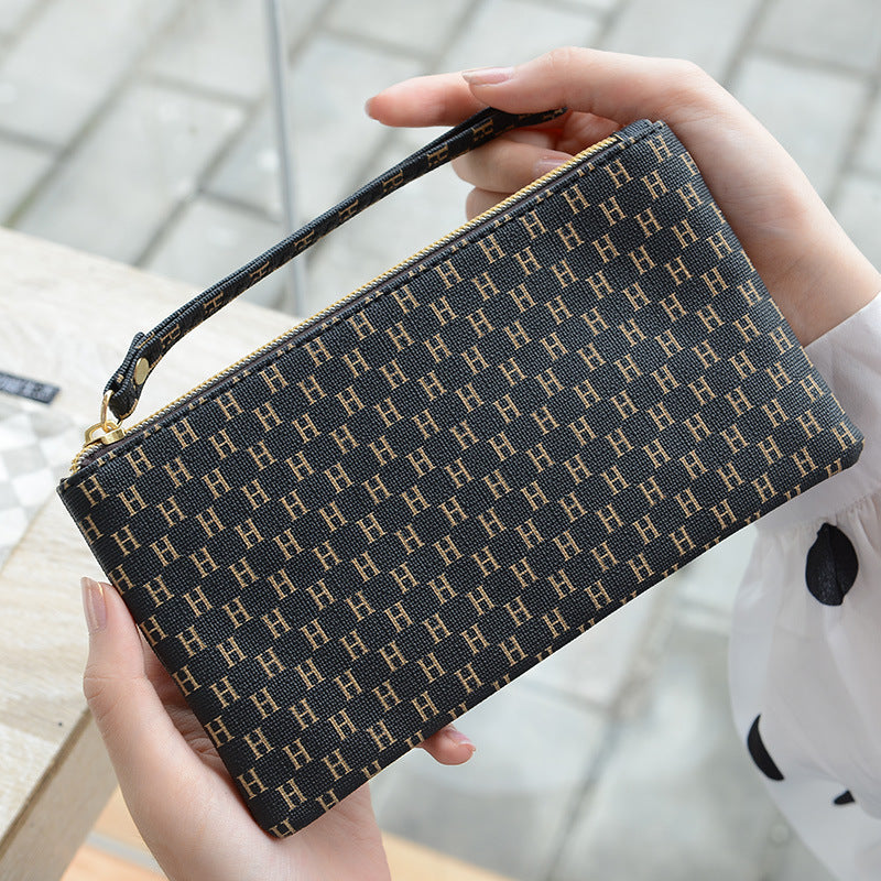 Women's Korean Long Zipper Retro Fashion Large Handbags