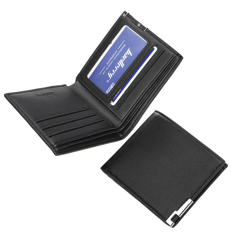 Men's Short Thin Iron Edge Korean Fashion Green Horizontal Card Holder