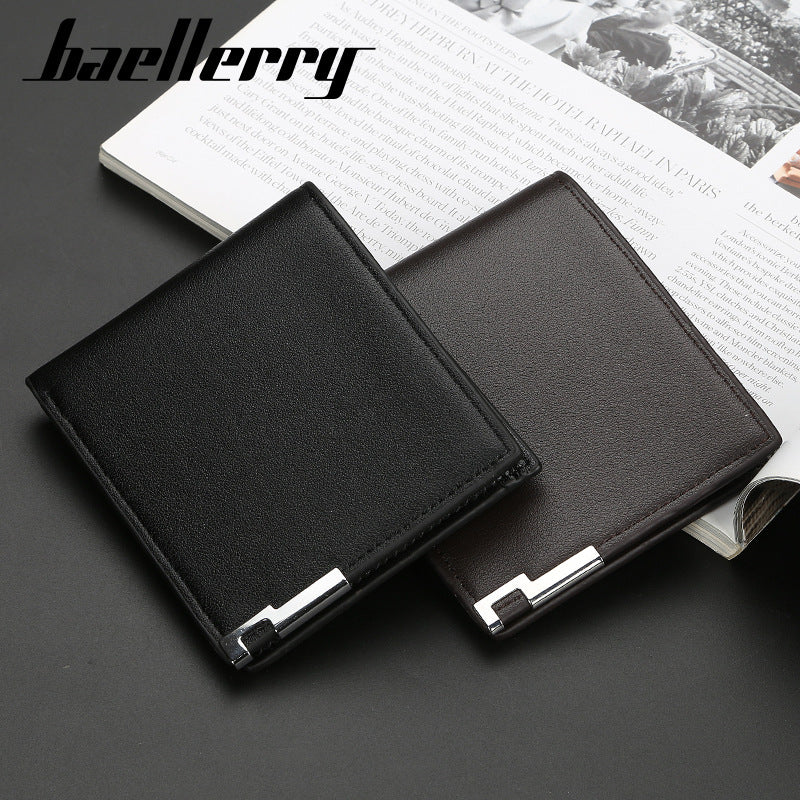 Men's Short Thin Iron Edge Korean Fashion Green Horizontal Card Holder