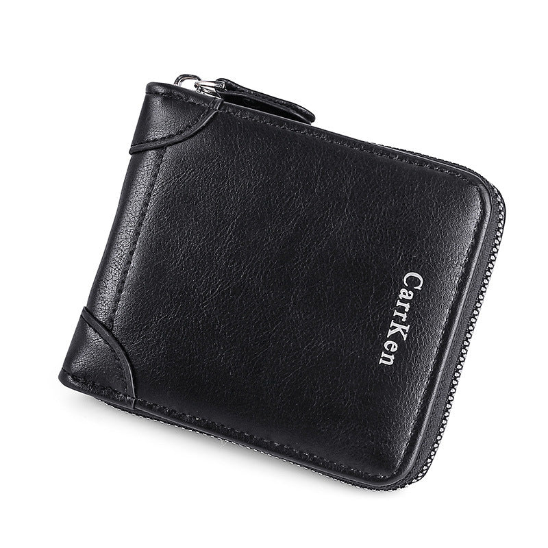 Men's Retro Horizontal Multifunctional Multiple Slots Zipper Men's Wallets
